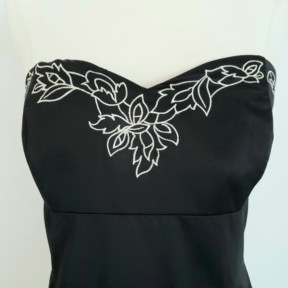 WHBM Satin & Floral Embroidered Strapless Dress - Picture 5 of 6